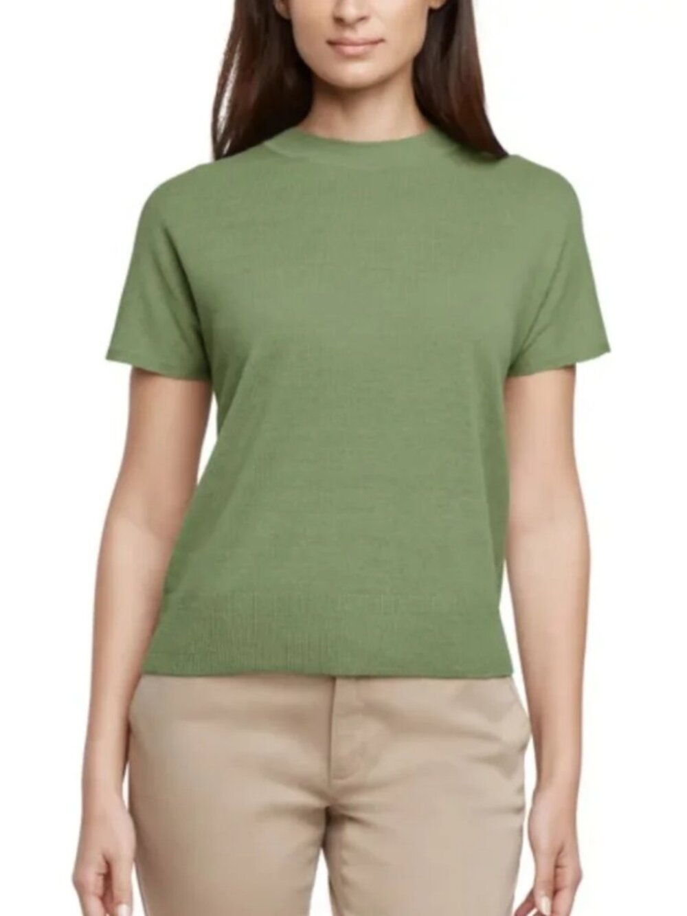 Banana Republic Linen Blend Top XXL Oil Green NWT Short Sleeve Sweater Knit